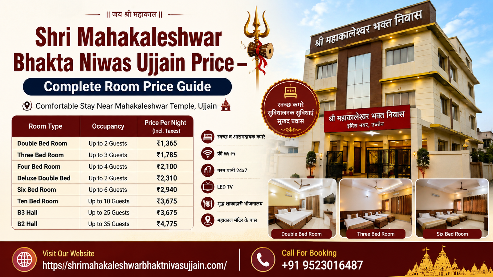 Shri Mahakaleshwar Bhakta Niwas Ujjain Price – Complete Room Price Guide